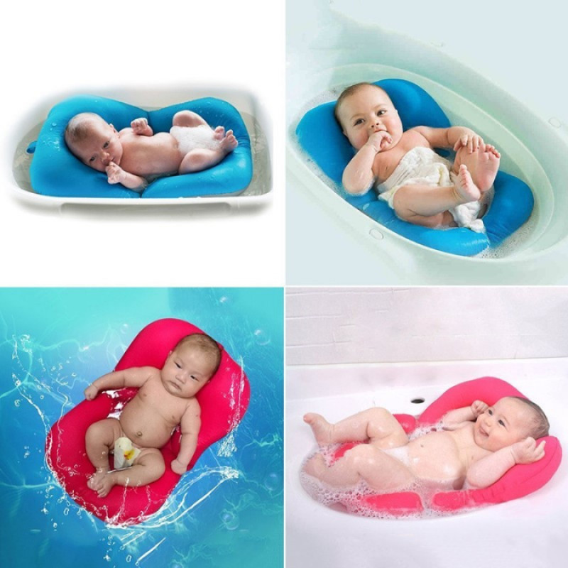 Foldable Non-Slip Soft Baby Boy Bath Pillow Padding Soft Infant Lounger for Tub Sink Blue 0-9M